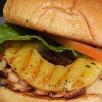 The Hawaiian · Juicy Chicken smothered in an orange glaze. Topped with Tomato, grilled pineapple and lettuce.
