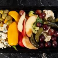 Fruit And Veggie Tray · An assortment of organic fruits and veggies, with sides of our housemade sourcream ranch dip
