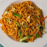 Vegetable Lo Mein · Spicy. Mixed veggies with cooked noodles, tossed and stir-fried with a medley of napa cabbag...