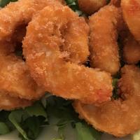 Fried Shrimp Plate · Dairy free, vegan, gluten free, vegetarian. Vegan fried coconut shrimp with tarter  sauce se...