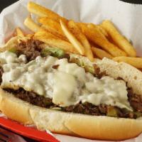 Philly Cheesesteak Meal · Choice of sliced beefsteak or gyro slices grilled with onions, green peppers, and cheese; se...