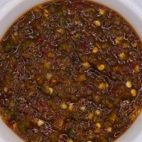 Hot Sauce (Large) · Vegetarian. Homemade jalapeno chili hot sauce.