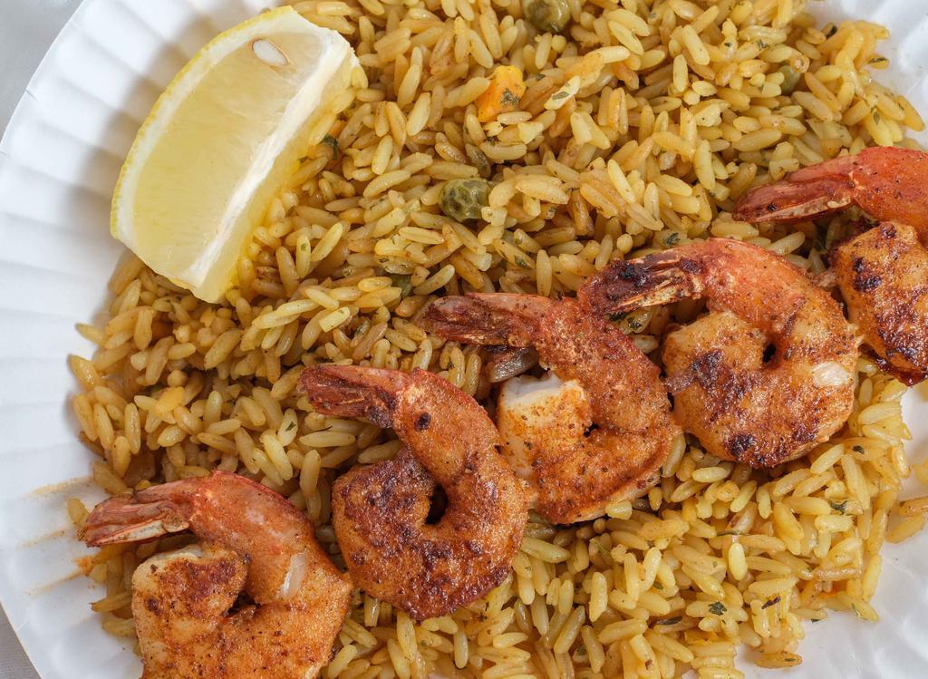 Grilled Shrimp · Served with Rice. Make it a Meal for an additional charge.