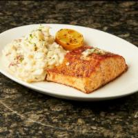 Grilled Salmon · Sourced from the bay of fundy, served with house-made remoulade and mashed potatoes.