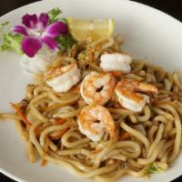 Yaki · Pan-fried udon or soba. Choice of shrimp, beef, or chicken.