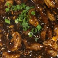 Shrimp With Lobster Sauce · Stir fry medium size shrimp in a black bean garlic egg sauce with strips of lean tender pork.