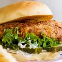 Crispy Chicken Sandwich · Hand Breaded Chicken Breast, Lettuce, Pickles, Prairie Ranch, Martin's Potato Roll