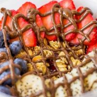 Acai Bowl · Mixed Superfood Berry Smoothie, Granola, Strawberries, Blueberries, Banana, Nutella, Chia Se...