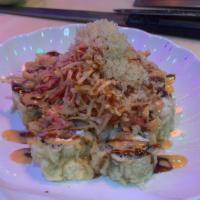 Volcano Roll · Tempura Tuna, Cucumber, Crab Meat, Eel Sauce & Spicy Mayo