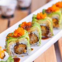 Dragon Roll · Eel, cucumber topped w. Avocado and eel sauce.