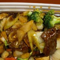 Scallop & Beef · Quart. Fresh scallop & beef sautéed with vegetable in brown sauce.