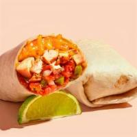 Pollo Party Burrito  · Grilled chicken topped with sour cream, salsa, cheese, and refried beans wrapped in a warm t...