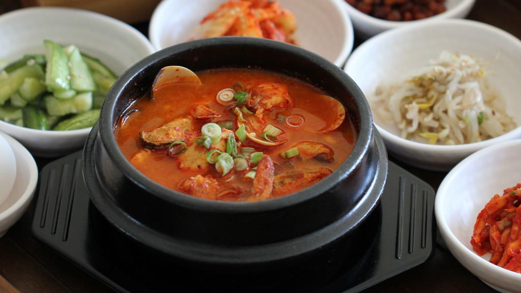 Seafood Tofu Soup · Seafood includes: shrimps, clams, oysters, and mussels