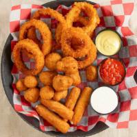 Appetizer Platter (Single Portion) · Your choice of: fried mushrooms, zucchini, waffle fries, cheese sticks or cauliflower.