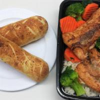 Grilled Salmon And Vegetable With Rice · 2 pc grilled salmon , rice, vegetable with one choice of bread