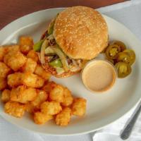 Black Jack Sandwich · Grilled blackened chicken breast topped with green peppers, onions and pepper jack cheese. S...