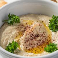 Hummus · Gluten free, vegetarian. A smooth blend of chickpeas, tahini, olive oil, garlic, lemon juice...