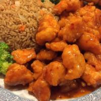 General Tso'S Chicken · Hot and Spicy. White meat chicken  lightly fried with broccoli with special golden sauce. se...