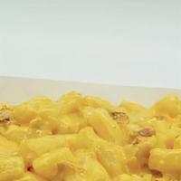 Bacon Mac And Cheese · Cheesy Macaroni pasta with bacon bits added. Comes with 1 additional side, a brownie, and an...