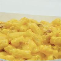 Bacon Mac And Cheese · Macaroni and cheese with bacon bits.