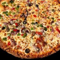 Supreme Pizza · Marinara sauce, pepperoni, Canadian bacon, sausage, beef, mushrooms, black olives, bell pepp...