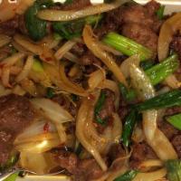 Mongolian Beef · Spicy. With assorted mixed vegetables with special chef sauce.