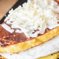 Cachapa · Corn pancake, handmade cheese, panela cheese, and nata.