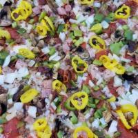 Supreme · sausage, ground sausage, pepperoni, ham, green peppers, banana peppers, onions, mushrooms an...