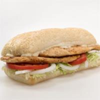 Chicken Breast Sub · Mayonnaise, grilled chicken breast, lettuce, tomato, and onion.