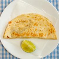 Quesadillas De Harina · Cooked tortilla that is filled with cheese and folded in half.