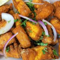 Panneer 65 · Deep fried 65 marinated Indian cheese. Served with Mint and Tamarind Chutney