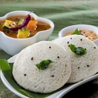 Iddly (3) · Steamed rice cakes served with sambar and chutney.
one of South Indian Idols.