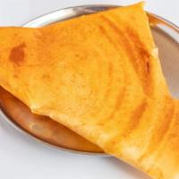 Mysore Masala Dosa · Thin crepe spread with a spicy sauce filled with spiced onions and potatoes. Served with a v...
