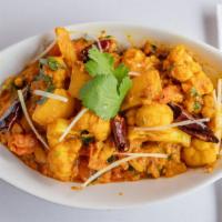 Aloo Gobi · Potato and cauliflower cooked with spices and herbs. Served with basmati rice.