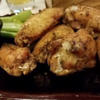 Cowboy Jack'S Wings · Oven baked and then fried crisp. Choose one flavor: Buffalo, Carolina Reaper, BBQ, Honey Gar...
