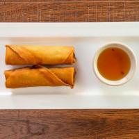 Spring Rolls (2) · Glass noodles and assorted vegetables wrapped in thin rice paper, fried to a golden crisp, s...