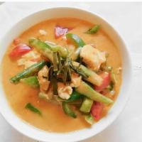 Panang Curry · Your choice of meat and bell peppers simmered in panang curry and coconut milk.
