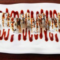 Spider Roll · Soft shell crab topped with eel sauce.