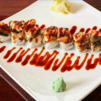 Deluxe Shrimp & Eel Roll · Shrimp tempura topped with eel, scallions and eel sauce.