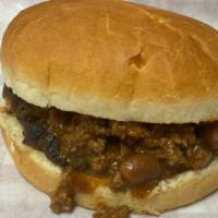 Chili Burger · 100% fresh beef 1/4 lb. burger topped with homemade chili.