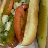Polish Sausage · Comes with fresh cut french fries, mustard, relish, onion, tomato and pickle.