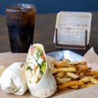 Grilled Chicken Wrap · Grilled chicken, lettuce, tomato, provolone cheese & your choice of dressing.