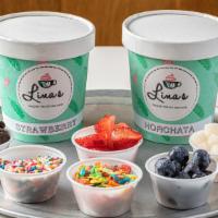 Pint Pack (Special) · 2 Flavors and 3 Toppings to share with the family! Comes with 4 spoons.