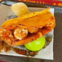 Taco De Camaron Endiablado · Deviled Shrimp Taco 🌶

Shrimp cooked in garlic & butter then simmered in a spicy chipotle s...