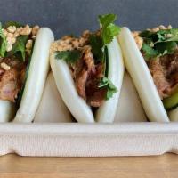 Bao Buns · a FUSIAN first! -- three freshly steamed buns, filled w/ house-marinated pork (or sub for ch...
