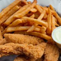 Chicken Strips · Six strips of juicy chicken smothered in your choice of sauce or dry rub, served with French...
