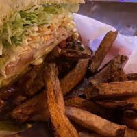 Hay Maker Jalapeño Burger · Half pound patty with cajun spices, pepper jack cheese, and jalapeños. Served with shredded ...