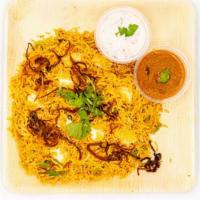 Paneer Biryani · Rich & exotic dish cooked with Indian cheese, spices & saffron flavored basmathi rice.