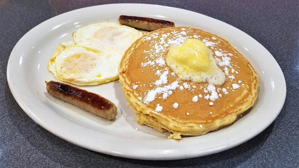 2X2X2 · Two eggs, two slices of bacon or links and two pancakes.