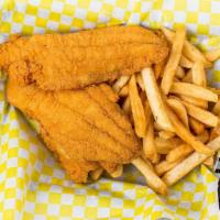 Southern Fried Catfish Fillets · Served with fries and drinks. Come with coleslaw.